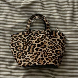 Zara leopard calf fur bag